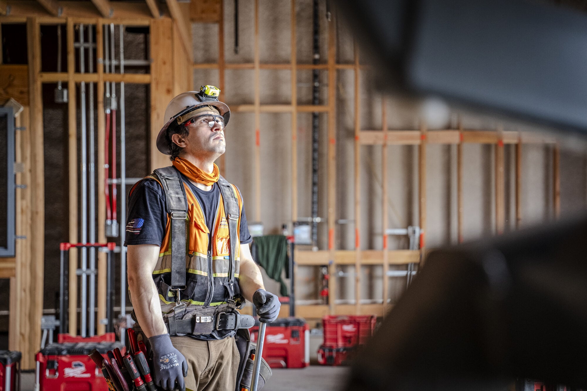 Allegiance Electric electrician inside the framed multipurpose room
